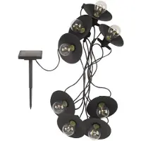 SMART GARDEN LED-aurinkokäyttöinen valoketju Vivo 365, 8-lamppuinen IP44 365, Musta, Synteettinen materiaali, Vintage
