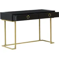 Beliani Konsolipöytä musta 115 x 77 x 50 cm MDF-levy kultainen metallirunko 2 laatikkoa Beliani