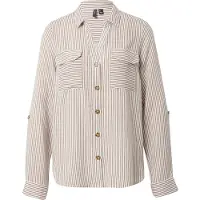 Vero Moda Pusero 'Bumpy' vaaleanruskea / valkoinen