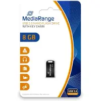 MediaRange MR920, 8 GB, USB A-tyyppi, 2.0, 15 MB/s, Ilman suojusta, Musta