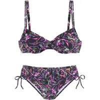 LASCANA Bikini tummanvihreä / lila / vaaleanpunainen / musta