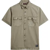 Superdry for man. M4010791A Green short sleeve military shirt (L), Casual, Cotton