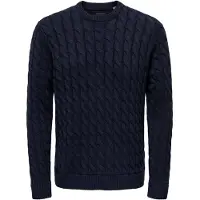 Only & Sons Onskicker Reg 3 Cable Crew Knit - Navy - XXL