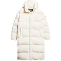 Superdry for woman. W5011642A Long quilted white hooded coat with hood (XL), Casual, Polyester