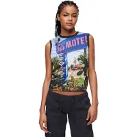 Superdry for woman. W6011959A Tank top with black sub print (XL), Casual, Cotton, Sleeveless / Straps