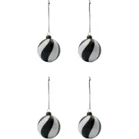 House Doctor - Coil Joulupallo 8 cm 4 kpl Musta/Valkoinen