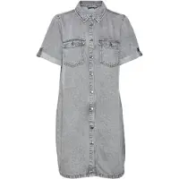 Vero Moda Vmjennie Ss Short Denim Dress Ga Noos - Grey - L