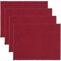 Linum Uni Place Mat Rib 4-Pack - Red - ONE SIZE