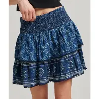 Superdry for woman. W7210264A Tiered mini skirt with logo Vintage Logo blue (XL), Casual, Viscose