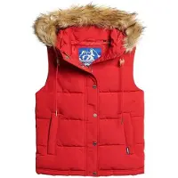 Superdry for woman. W5011551A Faux fur quilted waistcoat Everest red (S), Casual, Polyester