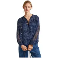 Pepe Jeans for woman. PL304831 Clementine navy blouse (S), Casual, Polyester, Long sleeve