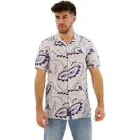 Superdry for man. M4010810A White printed linen shirt (XXL), Casual, Short sleeve