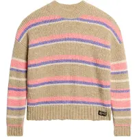 Superdry for woman. W6110584A Beige striped round neck jumper (L), Casual, Acrylic