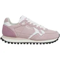 Pepe Jeans for woman. PLS40013 Brit-On Print Leather Sneakers pink (41), Flat, Laces, Casual