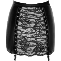 Noir Handmade Noir musta minihame sukkanauhoilla XL