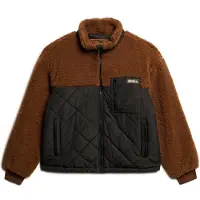 Superdry for woman. W5011771A Hybrid fleece jacket Workwear brown (S), Casual, Polyester, Sustainable