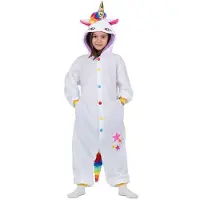 MOM Valkoinen Lasten Kigurumi-yksisarvinen Hupulla Ja Hännällä Varustettu Naamiaisasu