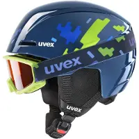 Uvex Viti Set, laskettelukypärä + laskettelulasit, juniori, tummansininen