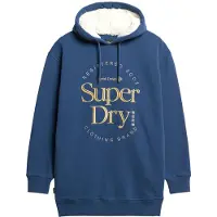 Superdry for woman. W8011756A Hooded dress with metallic Luxe logo blue (L/XL), Casual, Cotton, Long sleeve, Sustainable