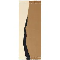 Ferm Living , Soil Kelim Matto 70x180 cm - Dark Sand/Off-white