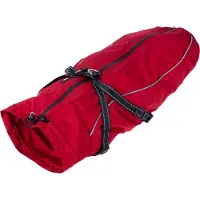 TIAKI Arkon -koirantakki valjailla punainen selän pituus n. 65cm