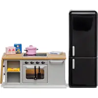 Lundby Nukkekodin Liesi + Jääkaappi Setti Grey One Size-Grey Harmaa One Size 4+ Years Pojat, Tytöt