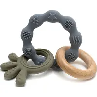 Magni Toys Teether Bracelet, Squid And Wood Appendix. Green, Lfbg Approved - Multi/patterned - ONE SIZE"