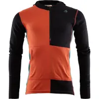 Aclima Men's WarmWool Hoodsweater with Zip Jet Black/Red Clay/North Atlantic Kerrasto yläosat Jet Black / Red Clay / North Atlantic S