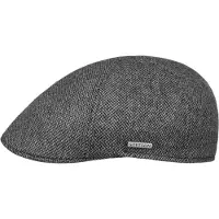 Stetson Men's Texas Fine Herringbone Flat Cap Antracite Lippalakit 56-57/M