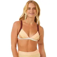 Rip Curl Women's Block Party Spliced Fixed Triangle Bikini Top Bone Uima-asut XL