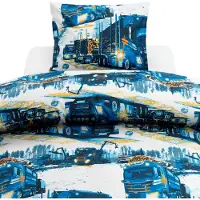 Borganas 2-Dels Set Lastbilar Marinblå Home Sleep Time Bed Sets Blue