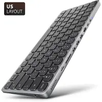 Axagon Näppäimistö 8-in-1 telakalla, 3.2 Gen1 USB-C, US-layout, harmaa