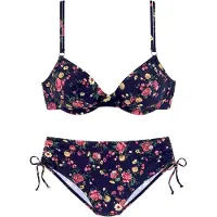 LASCANA Bikini laivastonsininen / keltainen / smaragdi / punainen