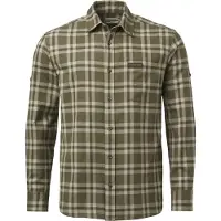 Chevalier Teal Light Flanellipaita Miehille, L, Olive Green Checked