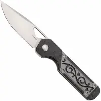 Kizer Cutlery Mini Militaw Ki3634SA4 Frame Lock, Satin S45VN, Grey Titanium, Carbon Fiber, pocket knife, Jonathan Styles design