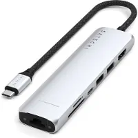 Satechi 6-in-1 USB-C Slim Multiport -sovitin - hopea