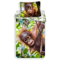 Jerry Fabrics Vuodevaatesetti Orangutan, 140 x 200 cm + tyynyliina 70 x 90 cm.