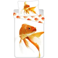 Sweet Home Golden Fish -pussilakanasetti, 140 x 200 cm + tyynyliina 70 x 90 cm