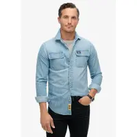 Superdry for man. M4010904A Workwear blue embroidered shirt (S), Casual, Cotton, Long sleeve