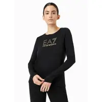 EA7 for woman. 8NTT51_TJDQZ Evolution long-sleeved T-shirt in black cotton and stretch modal (XL), Casual, Long sleeve