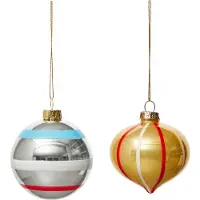 OYOY Vintage Christmas lasipallo No. 2 joulupallo 2 osaa Monivärinen