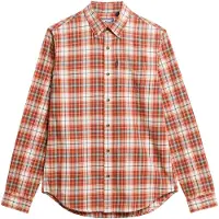 Superdry for man. M4010737A Orange vintage checkered organic cotton shirt (L), Casual, Long sleeve, Sustainable