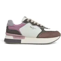 Pepe Jeans for woman. PLS60025 Rusper Mania Leather Sneakers white, grey (38), Flat, Suede, Laces, Casual, Multicolor