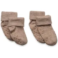Minymo Baby Rib Sock W. Abs (2-Pack) - Beige - 19\22