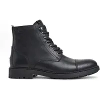 Pepe Jeans for man. PMS50245 Fred Land leather ankle boots black (41), Flat, Laces, Zip, Casual
