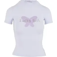 FELICIOUS Paita 'Lucky Girl ' laventeli / hopea / valkoinen