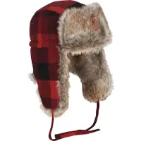 Pinewood Classic Checked Fur Hat (Color: Red/Black, Size: Medium - Large)