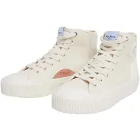 Pepe Jeans for woman. PLS31576 Samoi Half leather trainers white (41), Flat, Suede, Laces, Casual