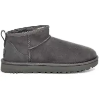 Ugg for woman. 1116109 Classic Ultra Mini leather ankle boots grey (36), Flat, Casual