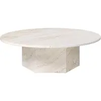 Gubi Epic sohvapöytä, pyöreä, 110 cm, valkoinen travertiini